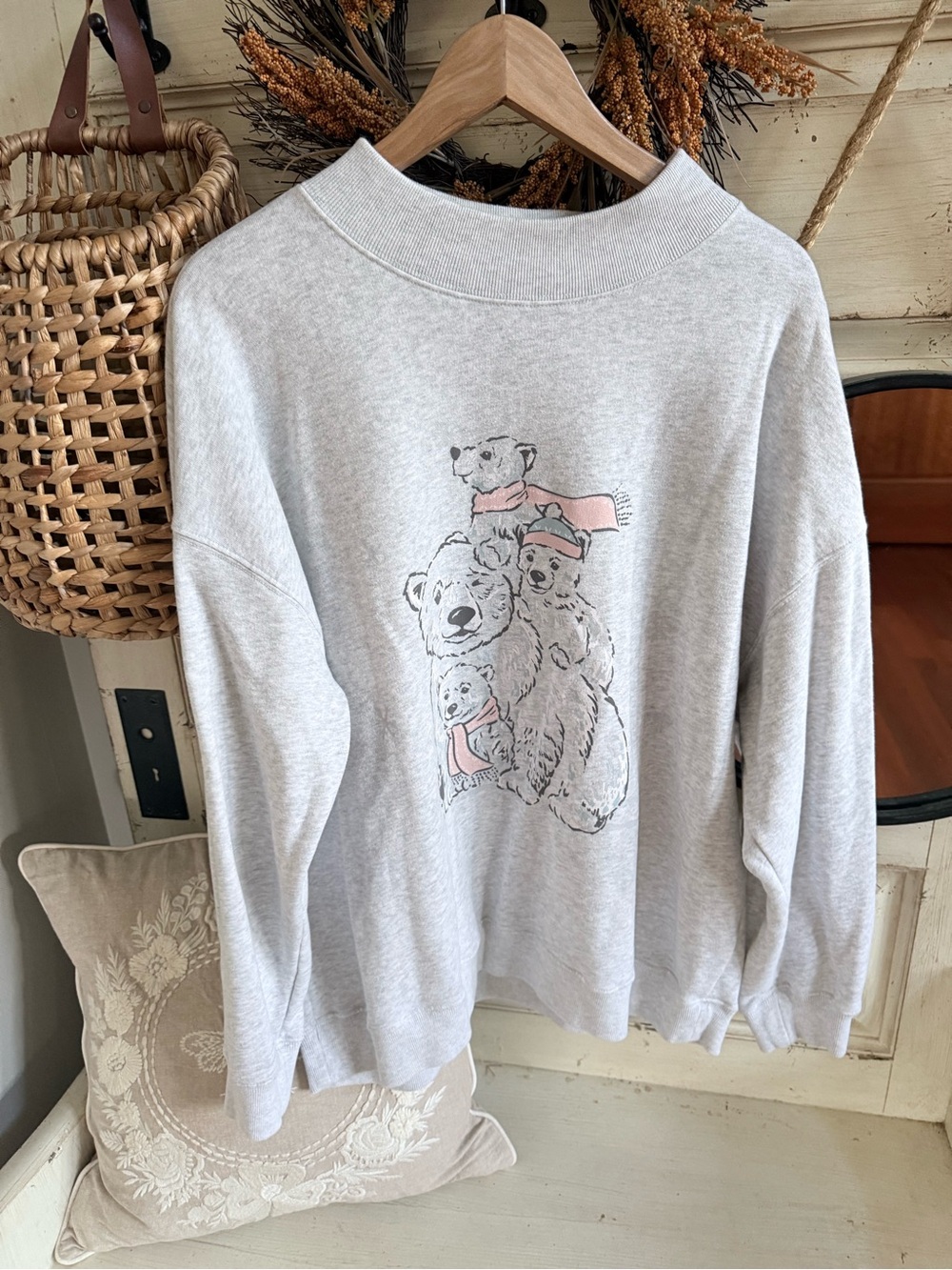 Polar bear mock neck sweatshirt